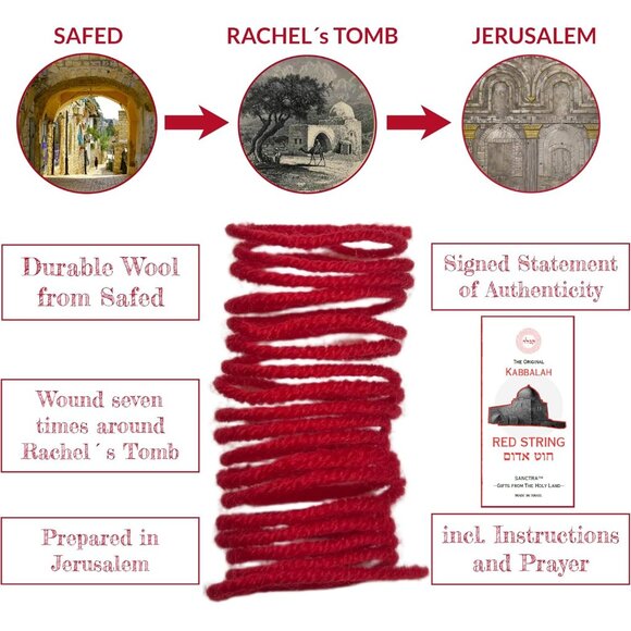Authentic Kabbalah Red String Wool Bracelet from Holy Land, Handcrafted & Blesse - Picture 4 of 7